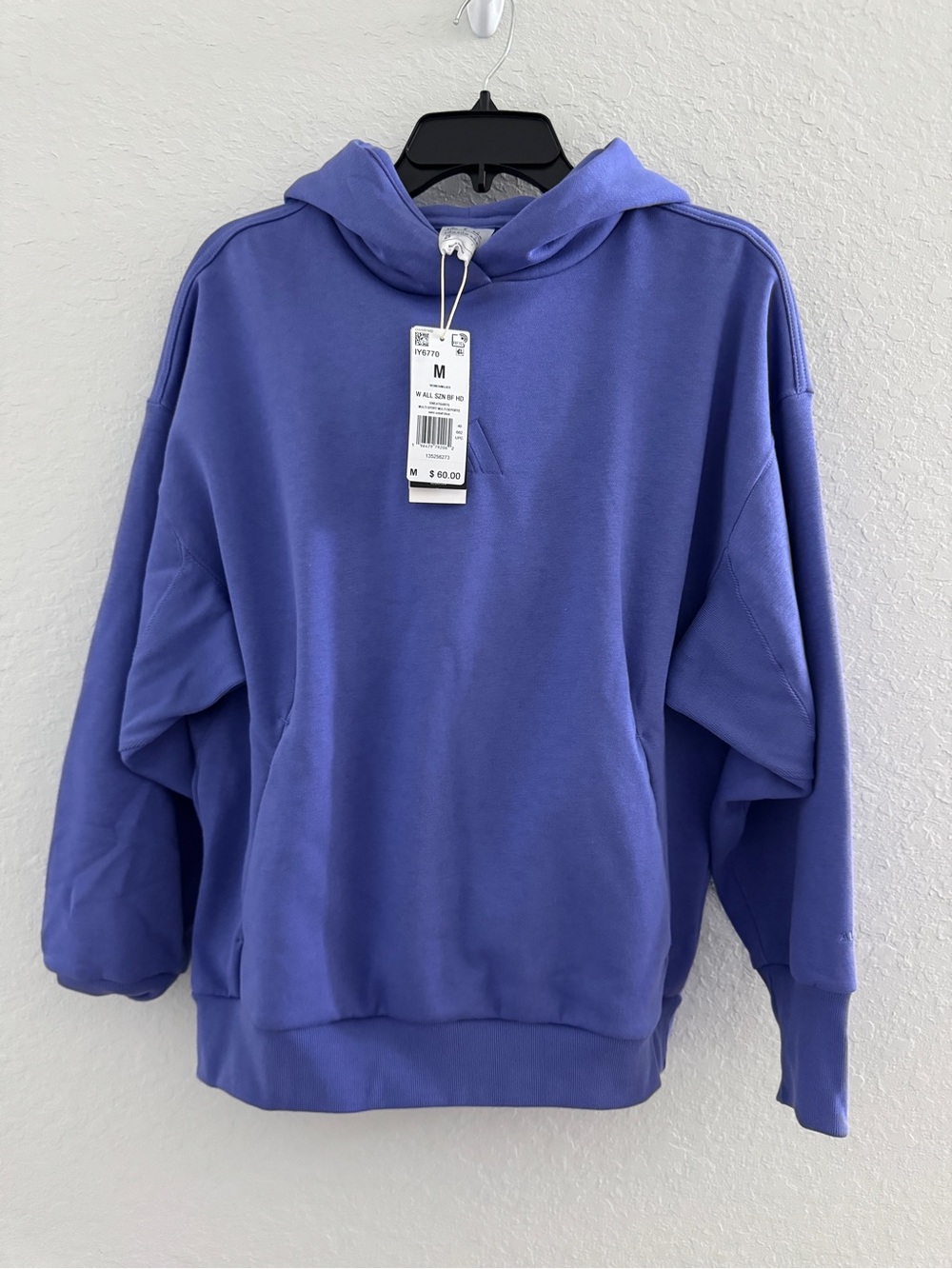 NWT adidas Women's ALL SZN Fleece Boyfriend Hoodie sz M in semi cobalt blue - Picture 2 of 9